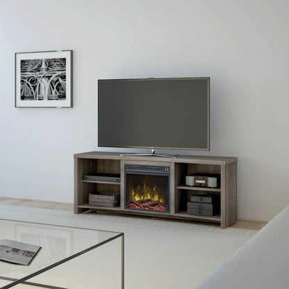 Shelter Cove TV Stand for TVs up to 65" with Electric Fireplace, Valley Pine