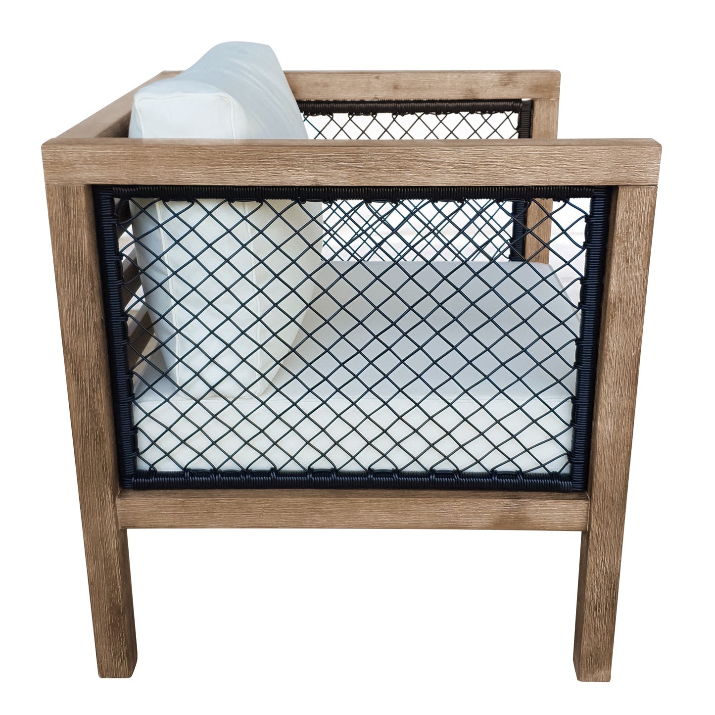 TK Classics Outdoor Acacia Club Chair with Black Wicker and Cushions