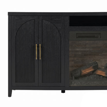 Sasha 80" Modern Reeded TV Stand with duraflame® Smart Electric Fireplace