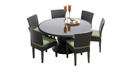 Belle 7 Piece Round Outdoor Patio Wicker Dining Set with Cushions