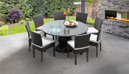 Napa 9 Piece Round Outdoor Patio Wicker Dining Set with Cushions