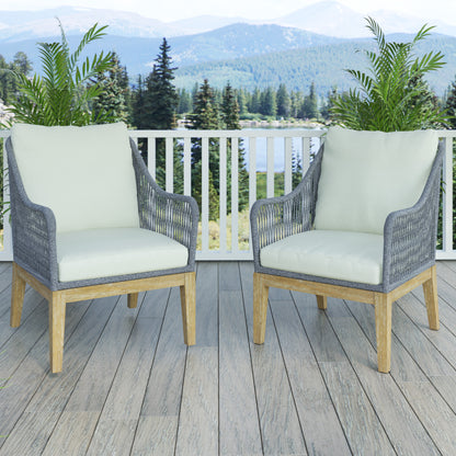 TK Classics Set of 2 Outdoor Arm Chairs with Cushions