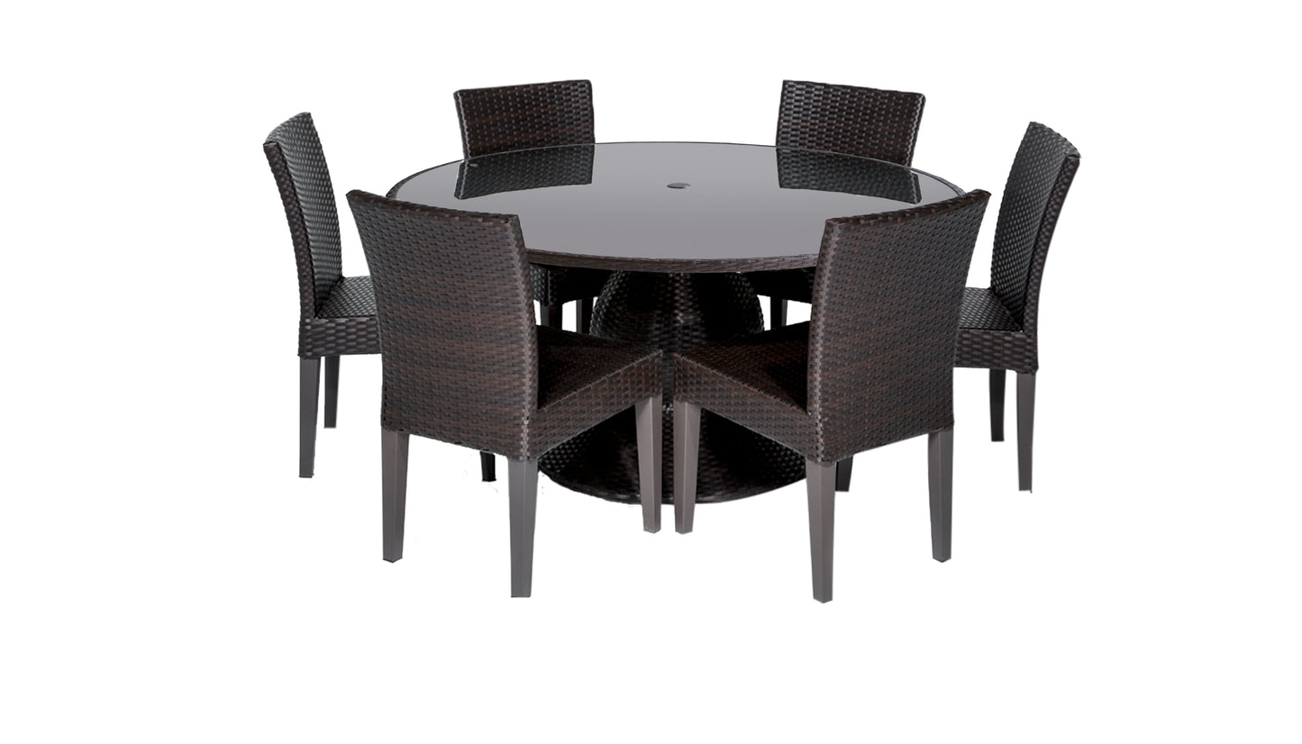 Belle 7 Piece Round Outdoor Patio Wicker Dining Set