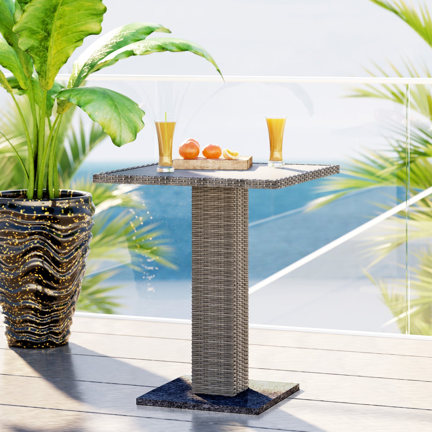 24” Square Dining Table with Stone Base