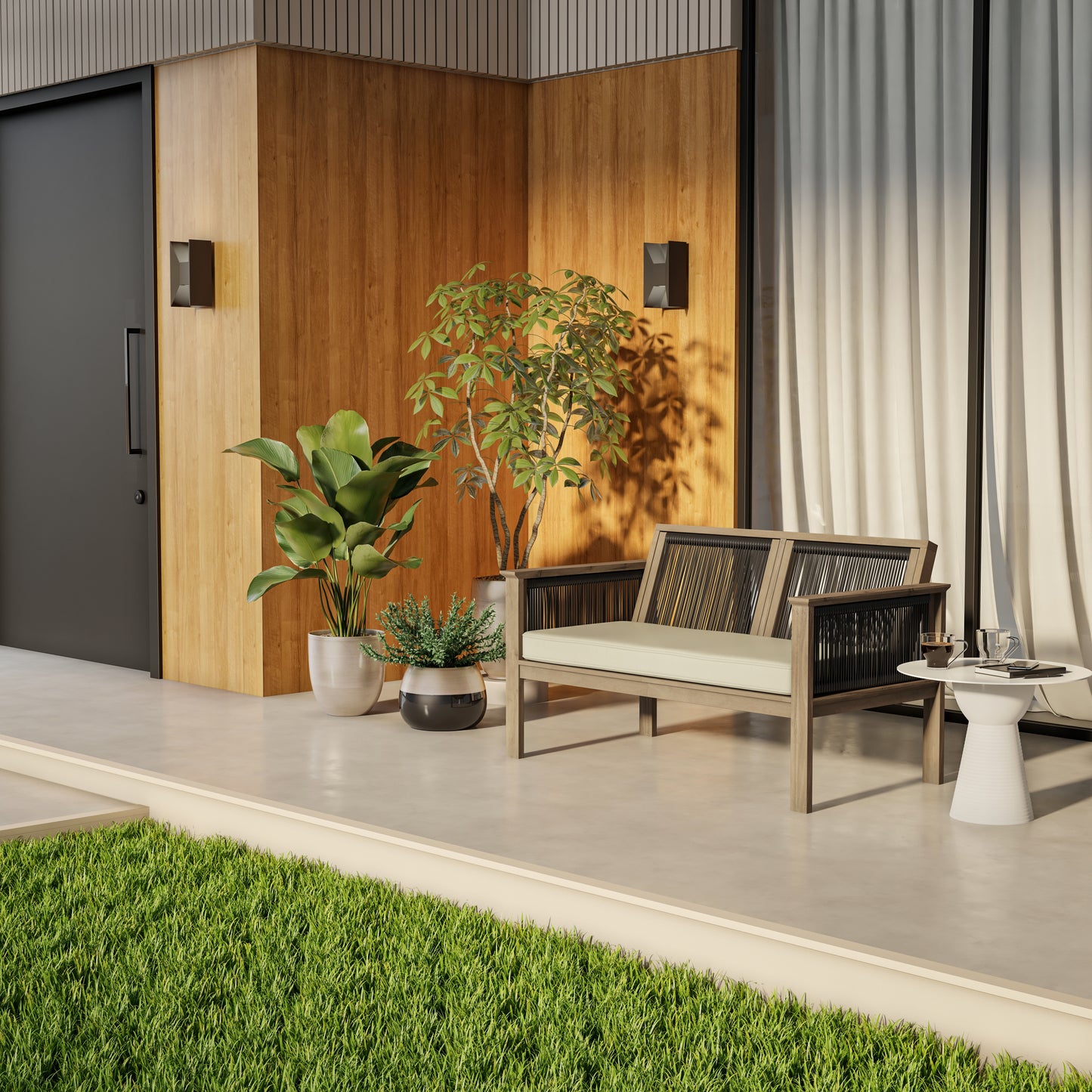 TK Classics Outdoor Acacia Loveseat with Cushion