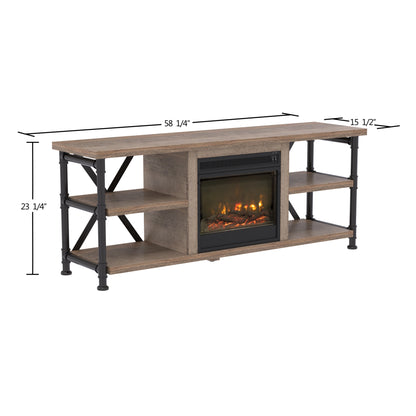 Irondale TV Stand for TVs up to 65" with Electric Fireplace, Autumn Driftwood