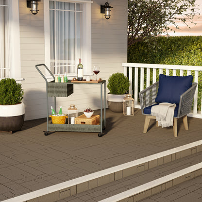 TK Classics Outdoor Wicker Bar Cart