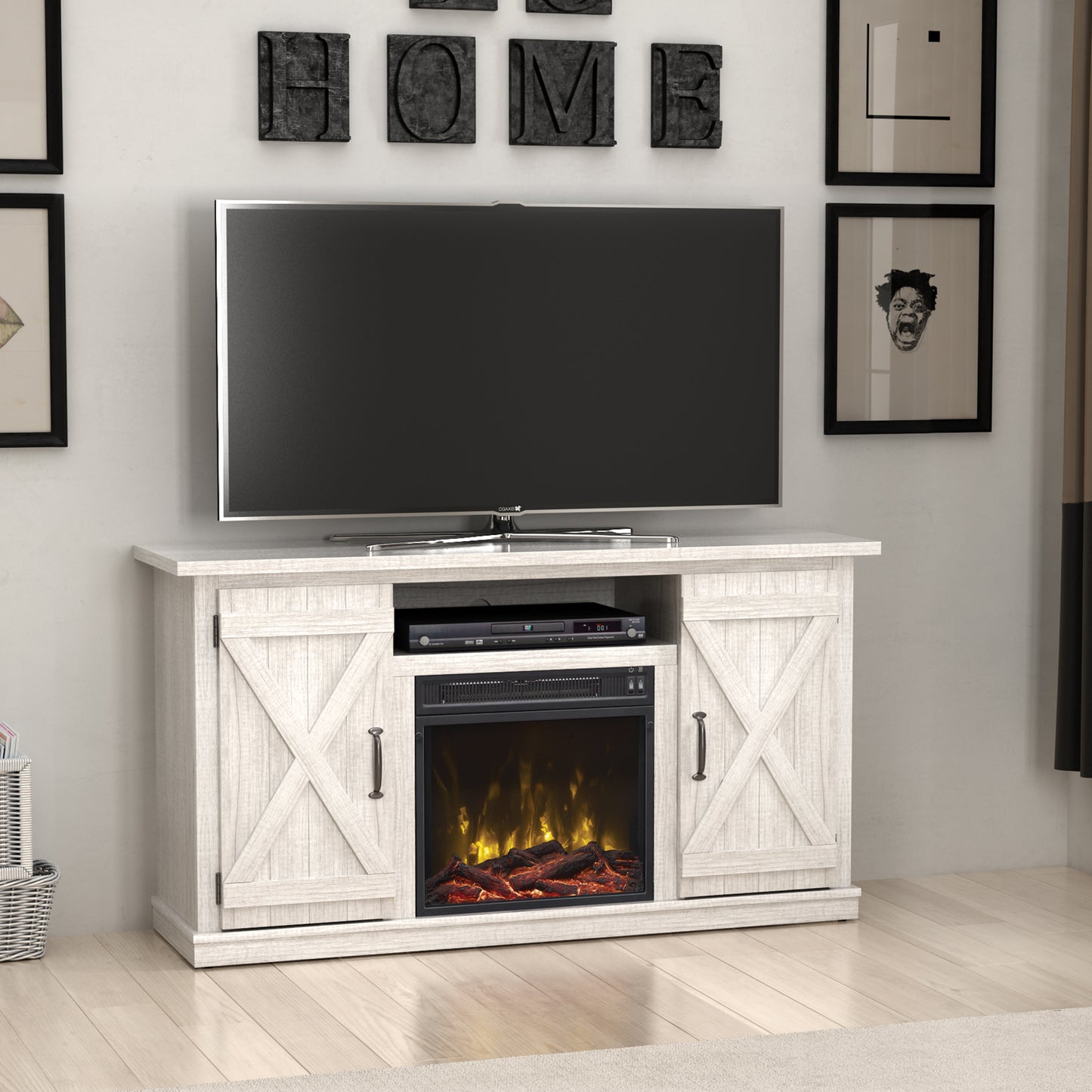 Cottonwood TV Stand for TVs up to 55" with Electric Fireplace