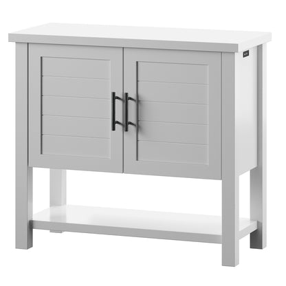 Console Table with USB Charging Ports and Louvered Doors