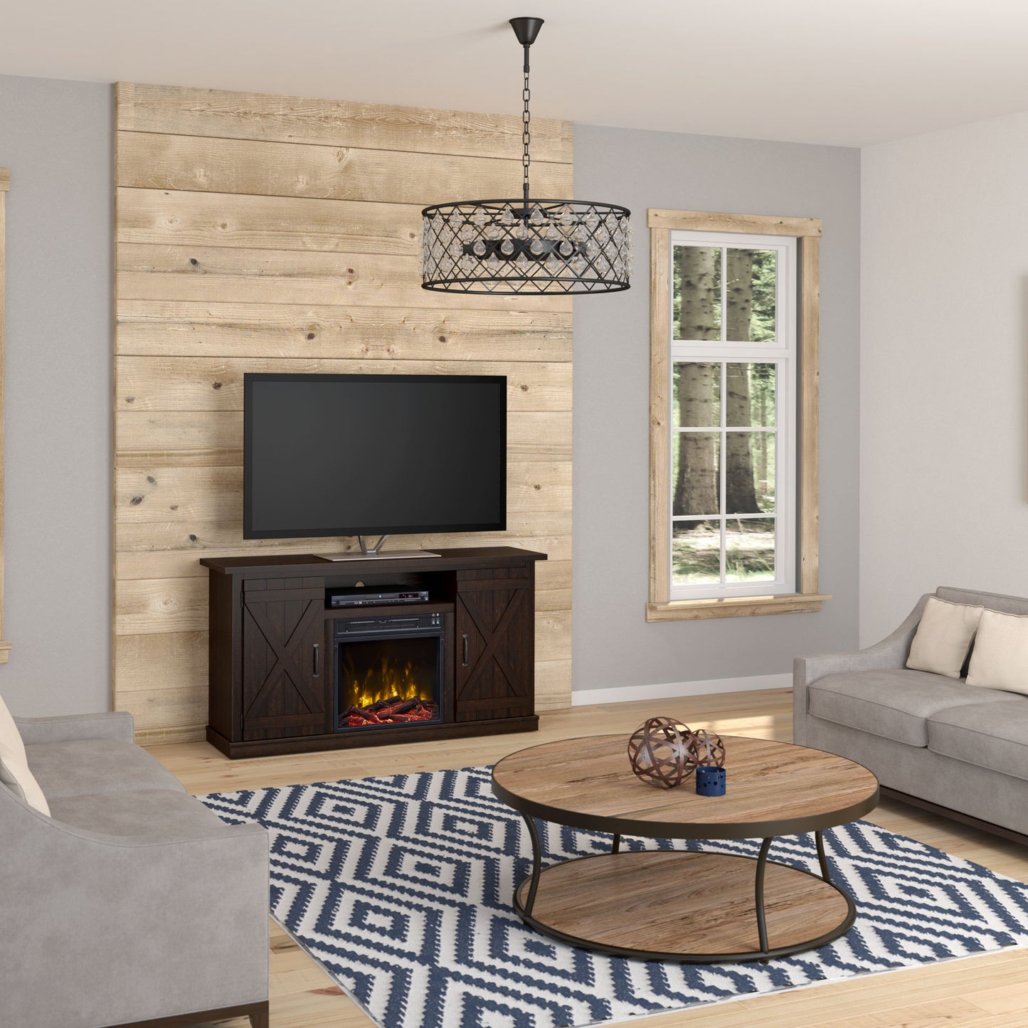 Cottonwood TV Stand for TVs up to 55" with Electric Fireplace