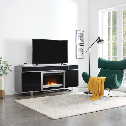 Enterprise TV Stand for TVs up to 80", Imperial Gray (Electric Fireplace sold separately)
