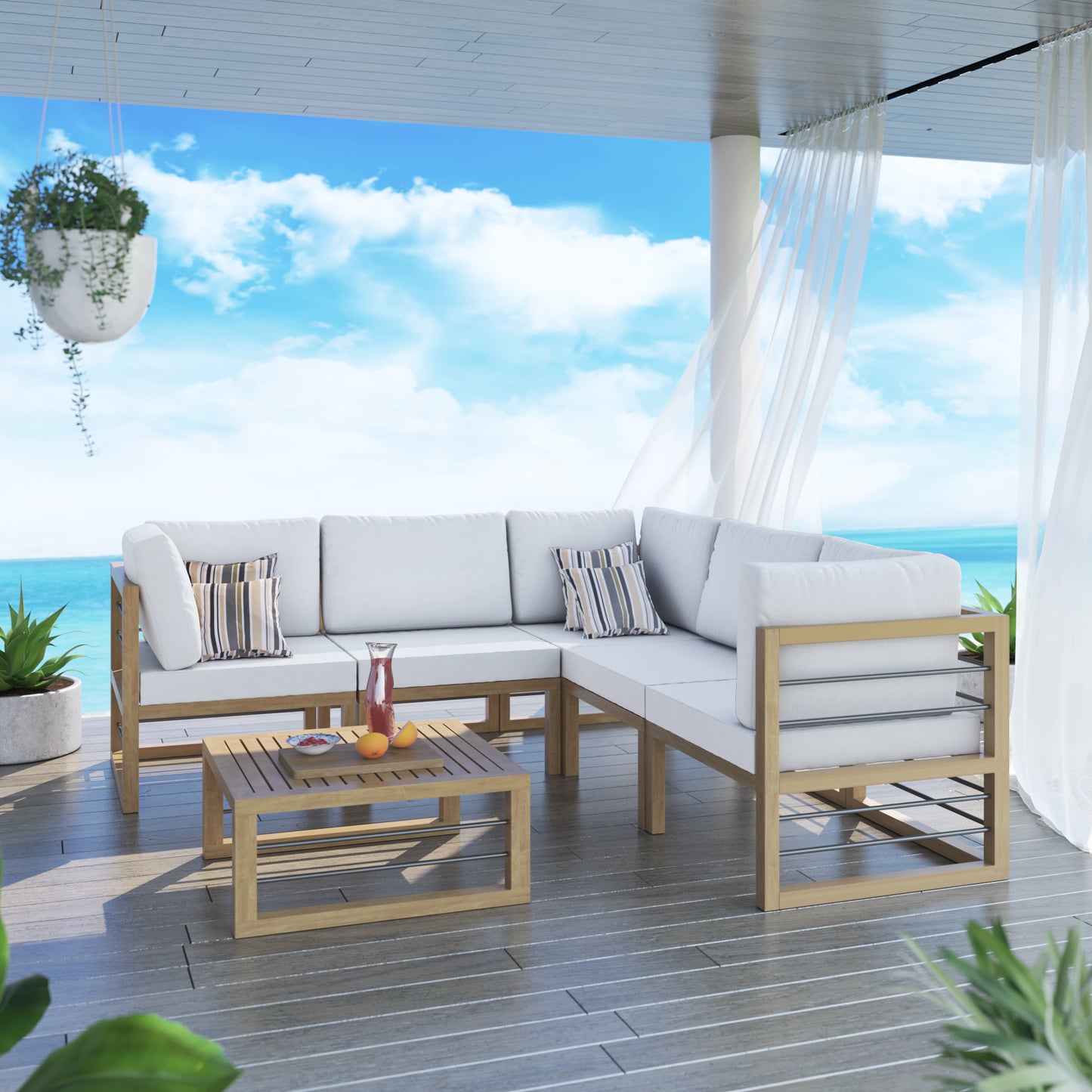 TK Classics 6 Piece Aluminum Outdoor Conversation Set