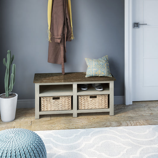 Storage Bench with Included Baskets