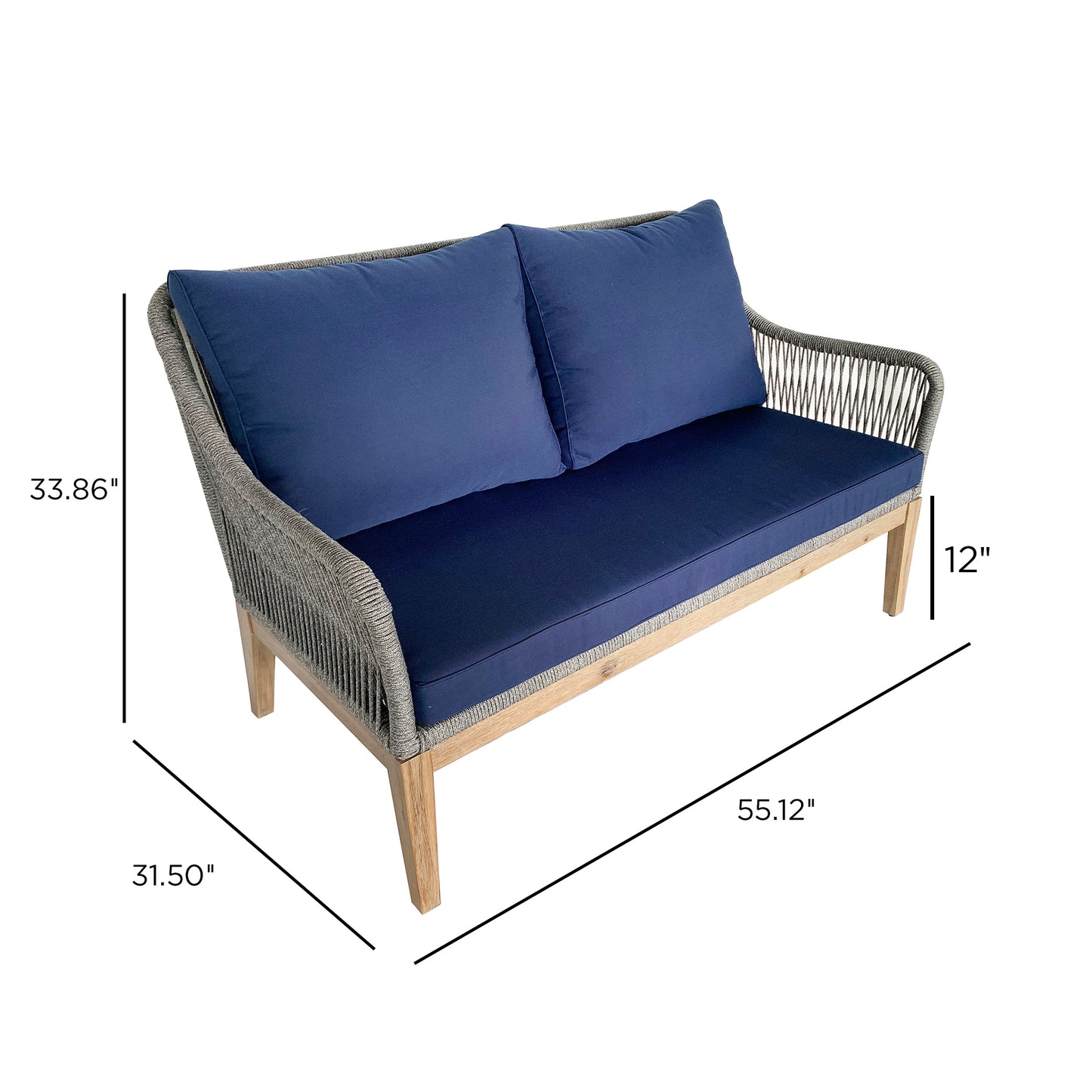 TK Classics Outdoor Loveseat for 2 People with Cushions