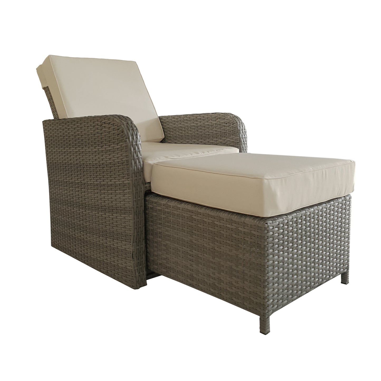 TK Classics Club Chair with Ottoman in Gray Wicker
