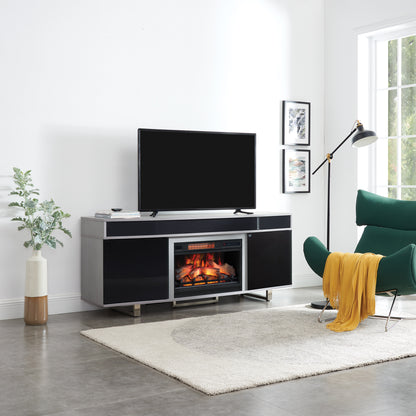 Enterprise TV Stand for TVs up to 80", Imperial Gray (Electric Fireplace sold separately)