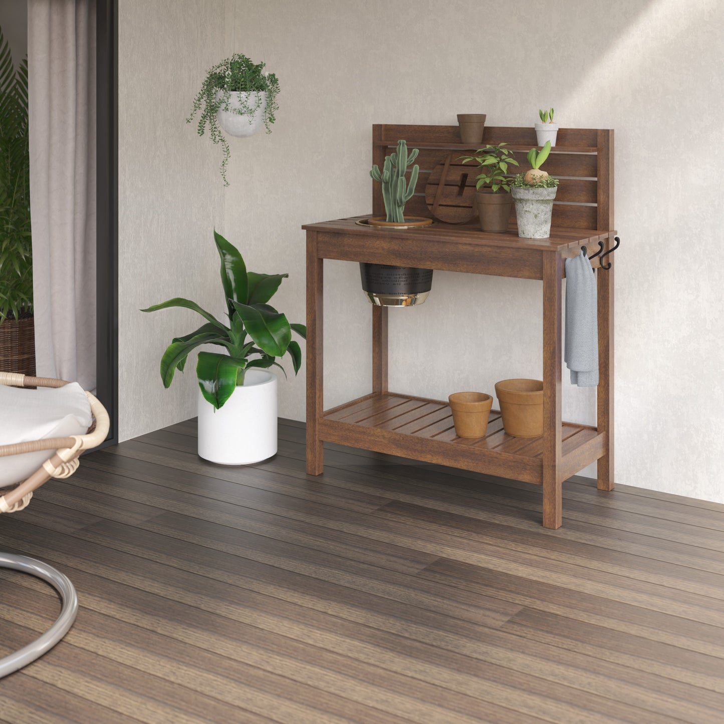 TK Classics Acacia Potting Bench