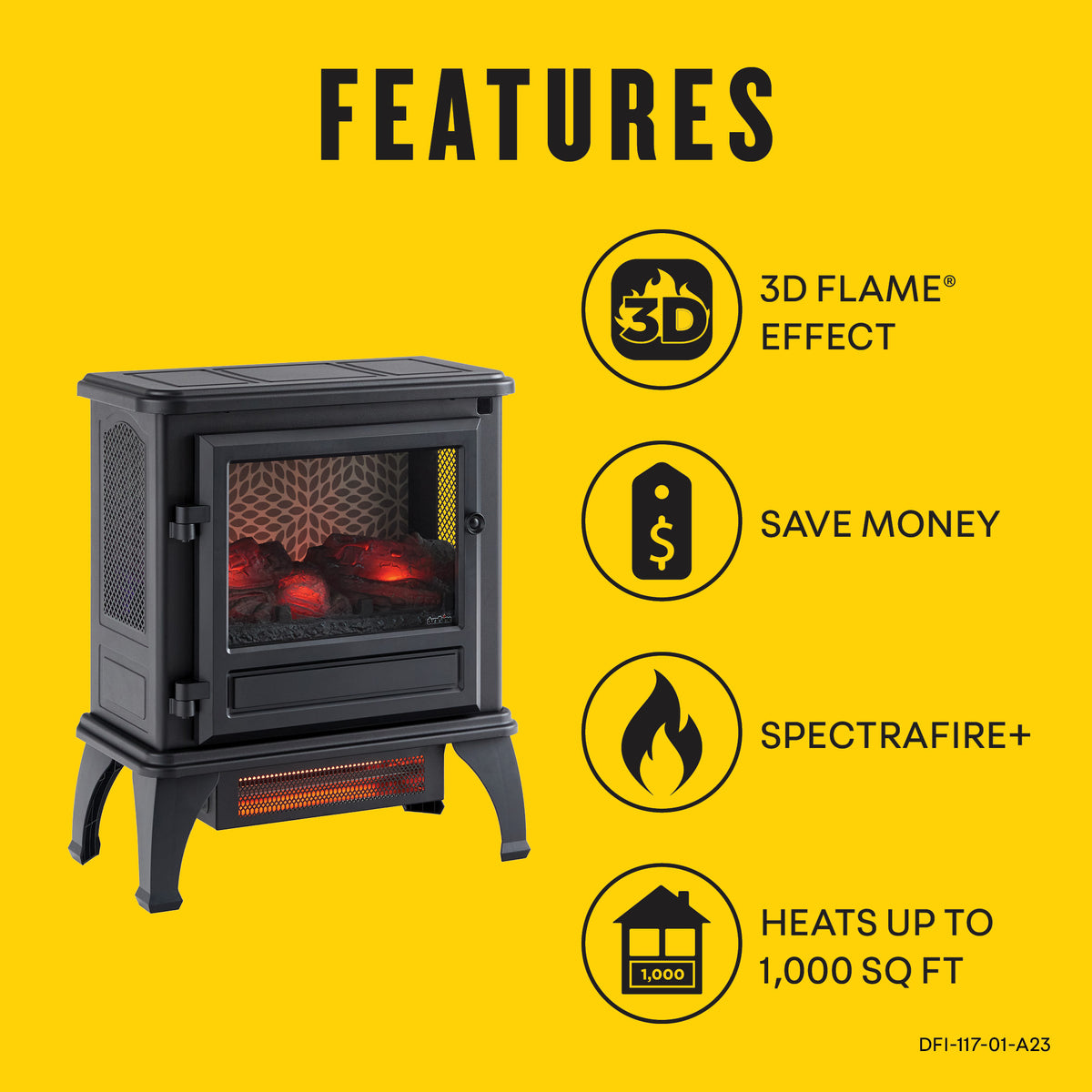 duraflame® Electric Fireplace Stove Heater with 3D Flame® Effect