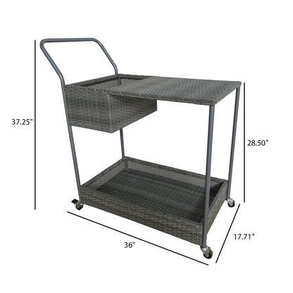 TK Classics Outdoor Wicker Bar Cart