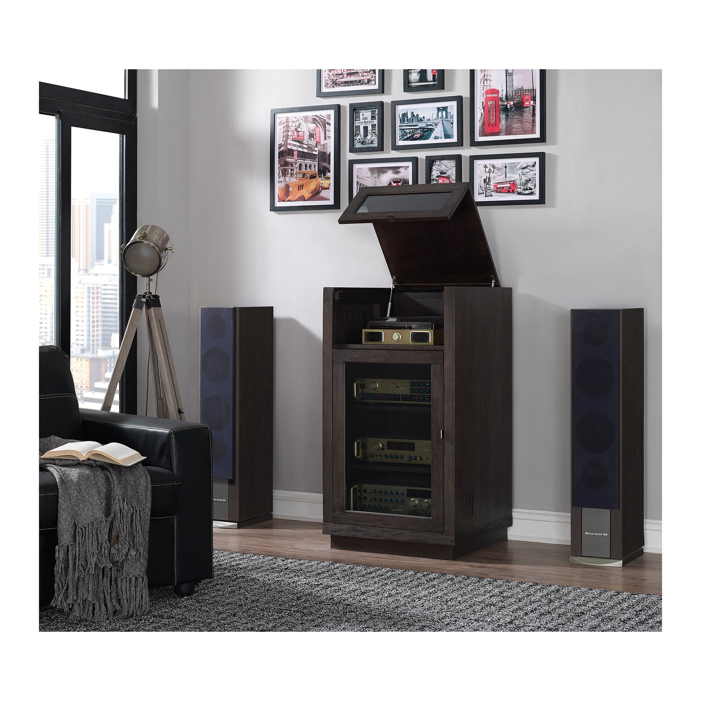 Coltrane Stereo Cabinet with Lift Top for Record Player
