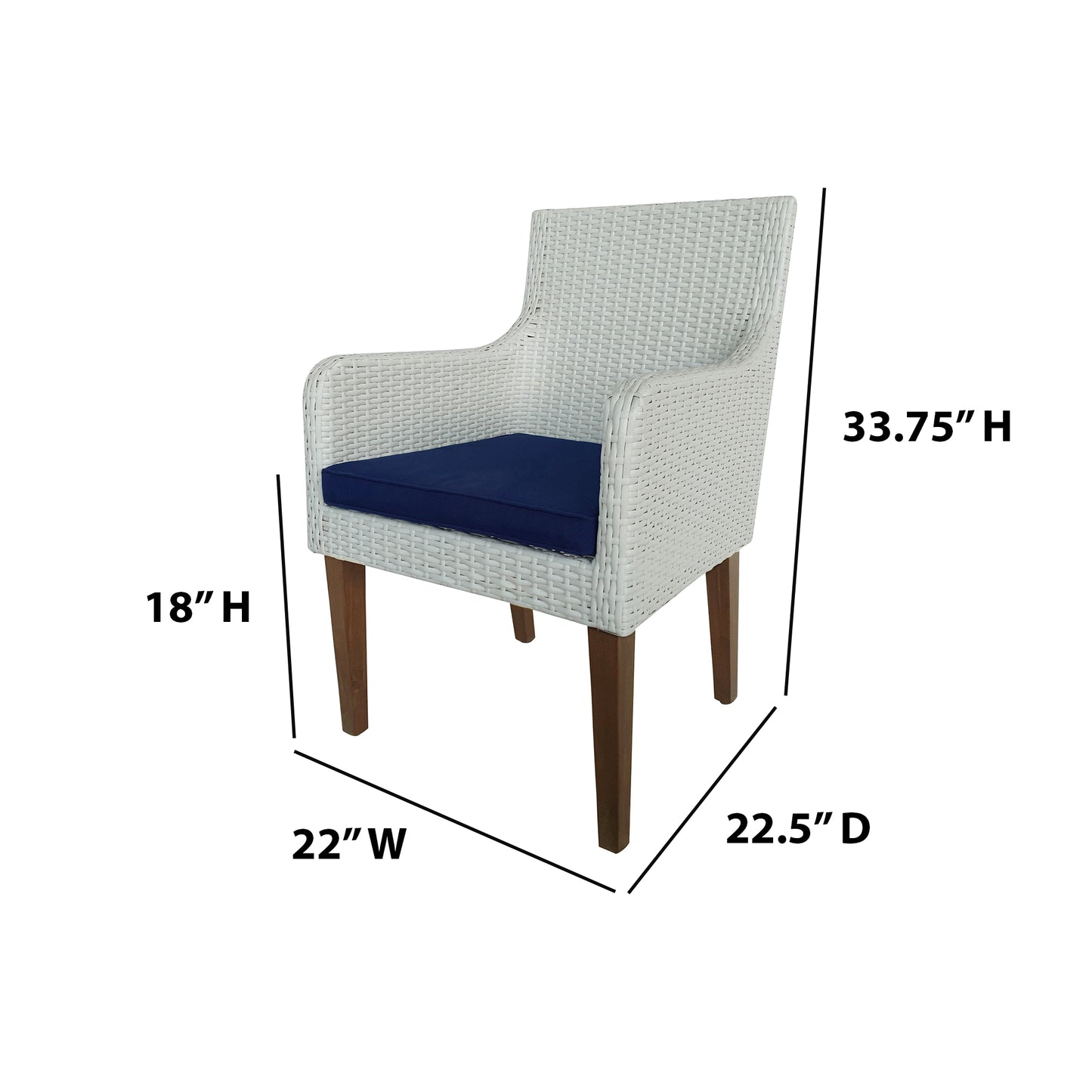 TK Classics Outdoor Dining Armchairs with Cushions, Set of 2