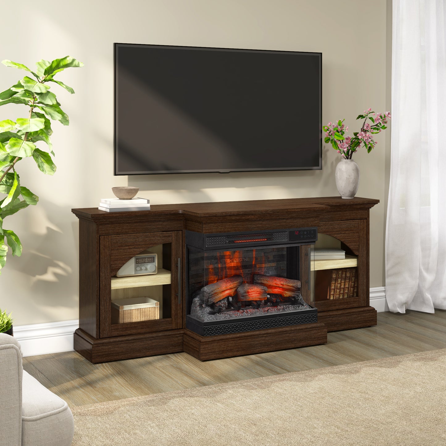 duraflame® 60" Smart Electric Fireplace TV Stand, Alexa Voice & App Control