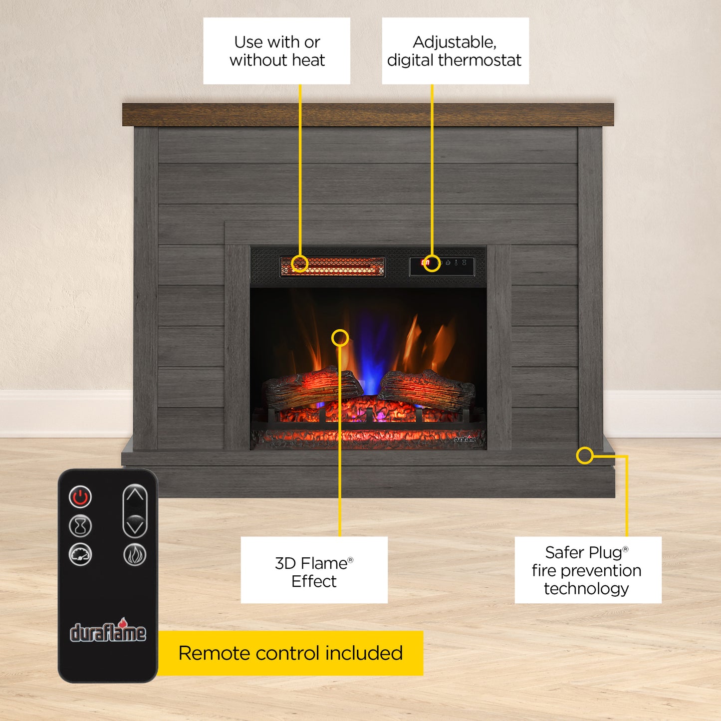 duraflame® Shiplap Wall Mantel Electric Fireplace