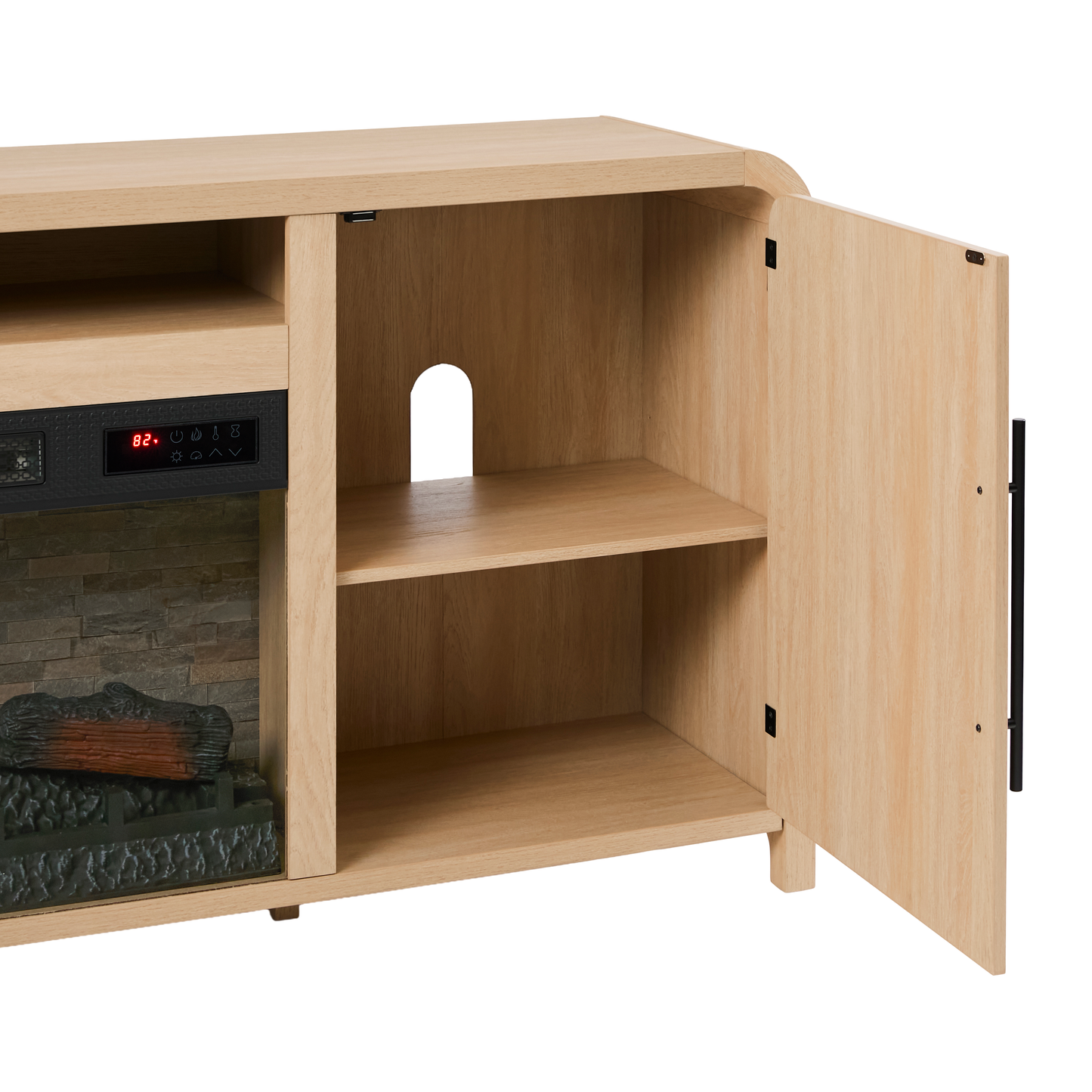 Chantelle 70” Modern Curved TV Stand with duraflame® Smart Electric Fireplace, Alexa Voice & App Control