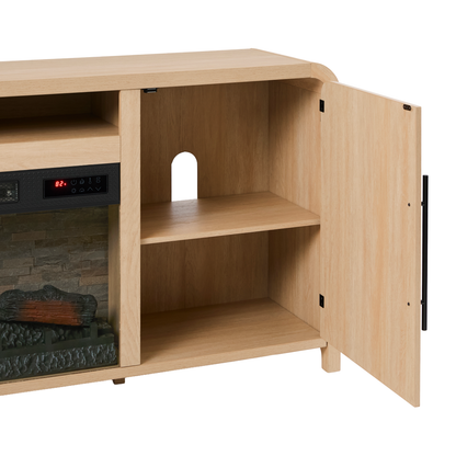 Chantelle 70” Modern Curved TV Stand with duraflame® Smart Electric Fireplace, Alexa Voice & App Control