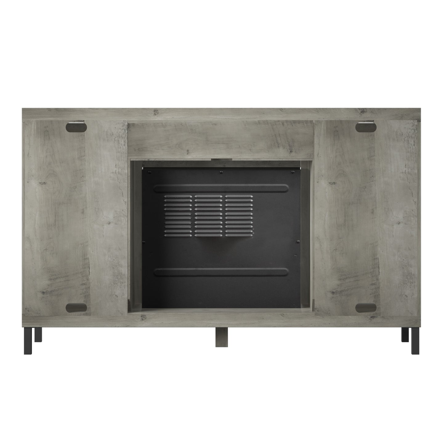 TV Stand for TVs up to 60" with Electric Fireplace and Mirrored Cabinet Doors