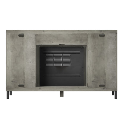 TV Stand for TVs up to 60" with Electric Fireplace and Mirrored Cabinet Doors