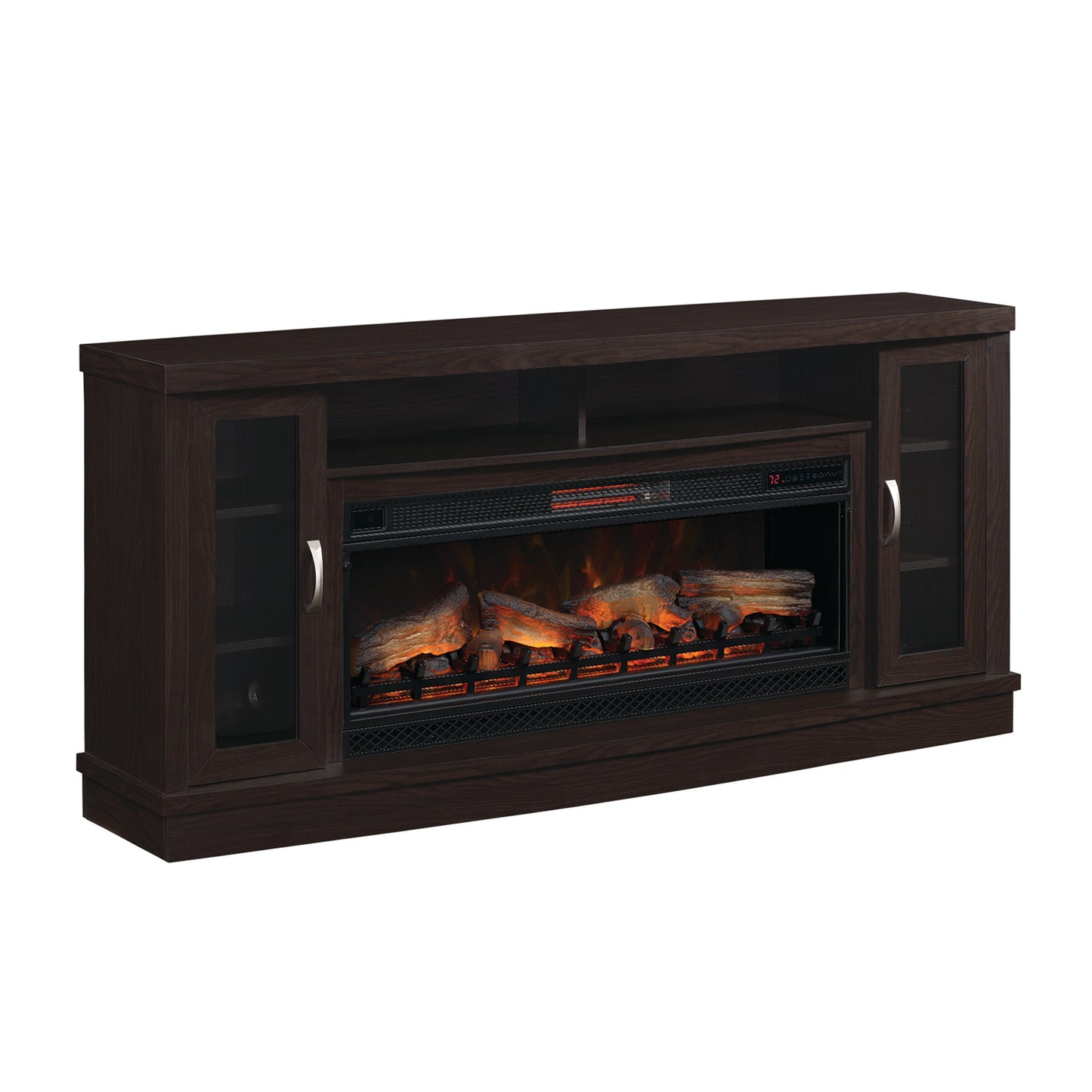 Hutchinson TV Stand for TVs up to 80", Oak Espresso  (Electric Fireplace Insert sold separately)