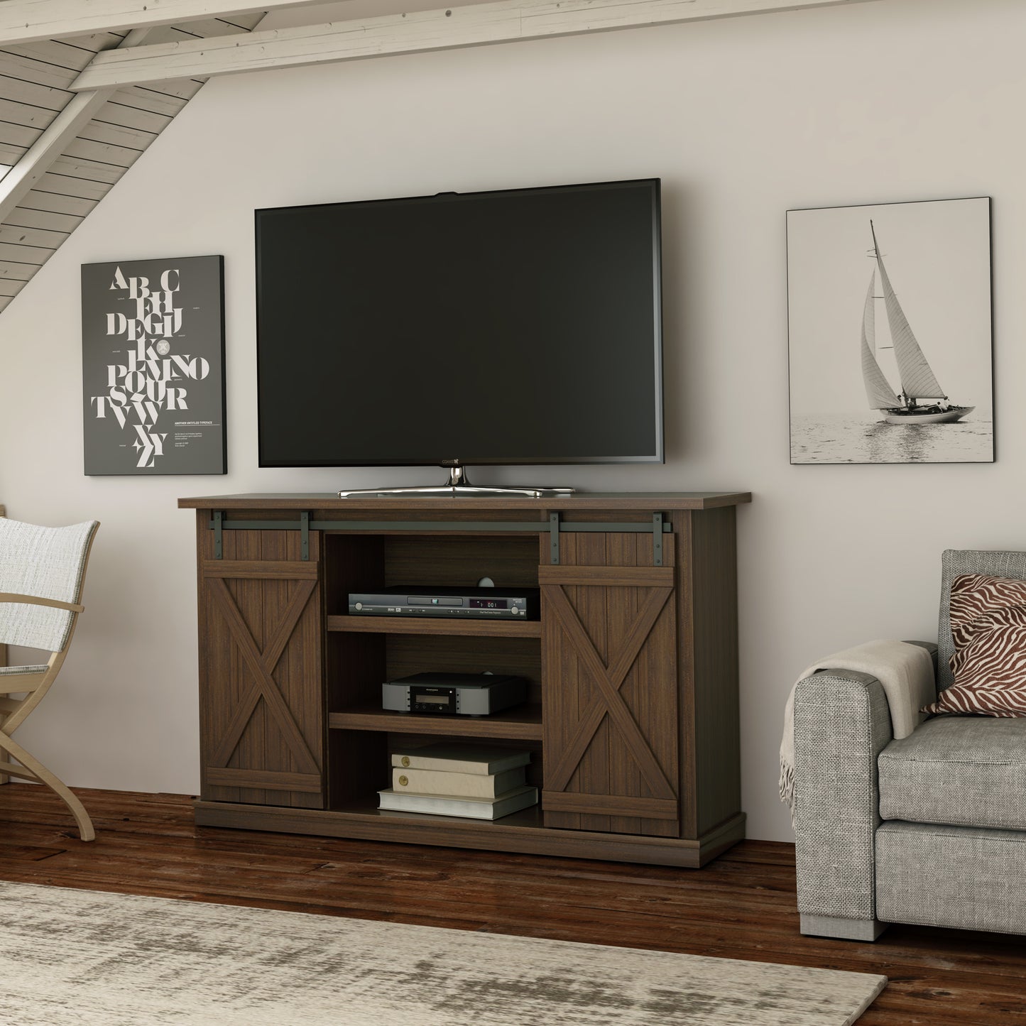 Cottonwood TV Stand for TVs up to 60 inches with Sliding Barn Doors