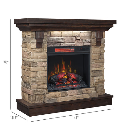 Eugene Wall Electric Fireplace Mantel, Aged Coffee (Electric Fireplace sold separately)