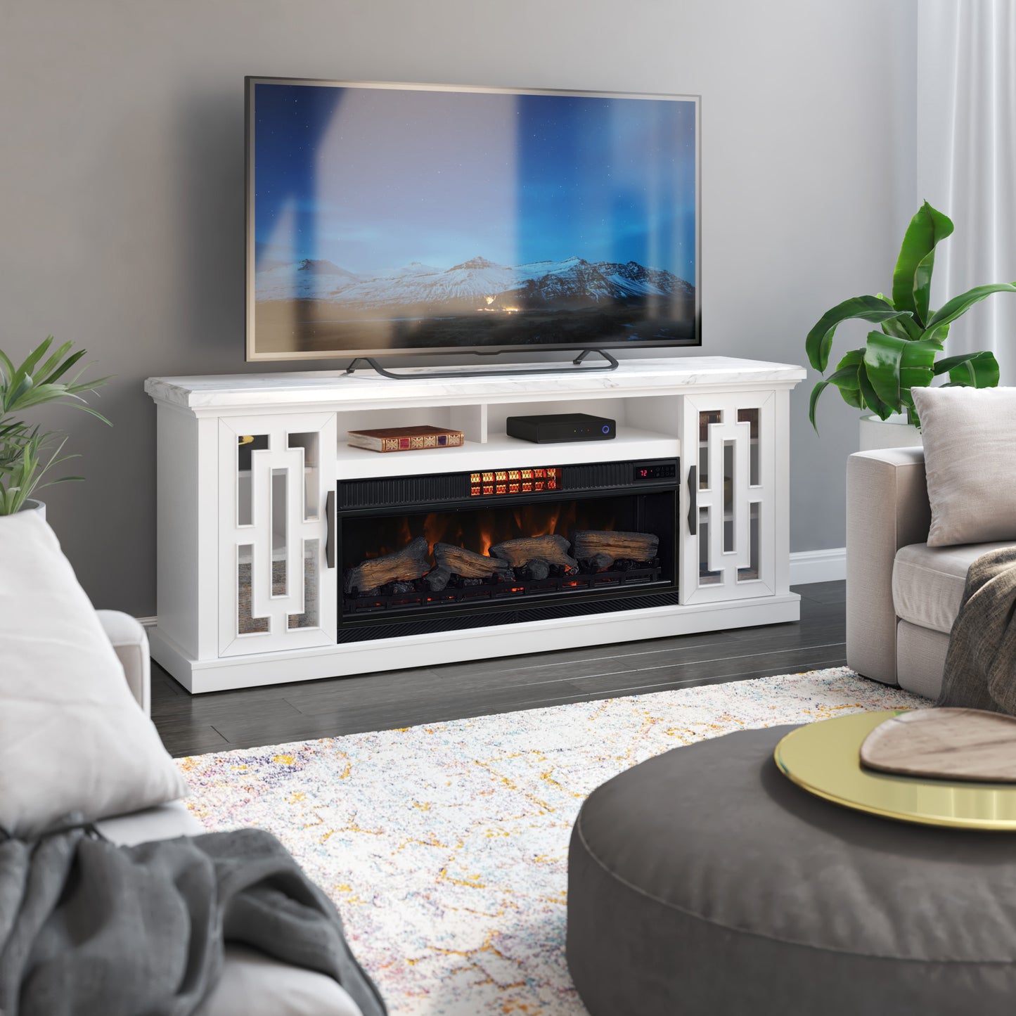 Tresanti® Kerrigan TV Console with ClassicFlame® CoolGlow® 2-in-1 Electric Fireplace and Fan