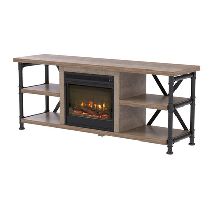 Irondale TV Stand for TVs up to 65" with Electric Fireplace, Autumn Driftwood