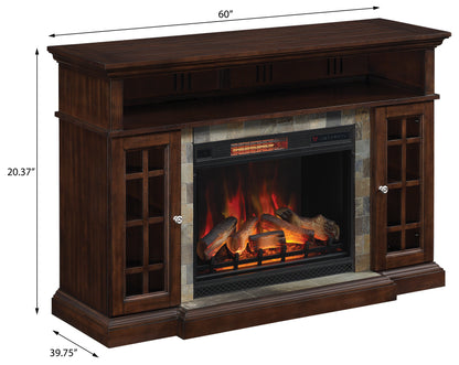 Lakeland TV Stand for TVs up to 65", Roasted Cherry (Electric Fireplace Insert sold separately)