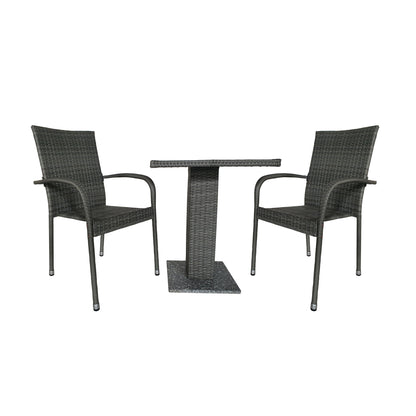 TK Classics® 3-Piece Wicker Outdoor Dining Set, Gray