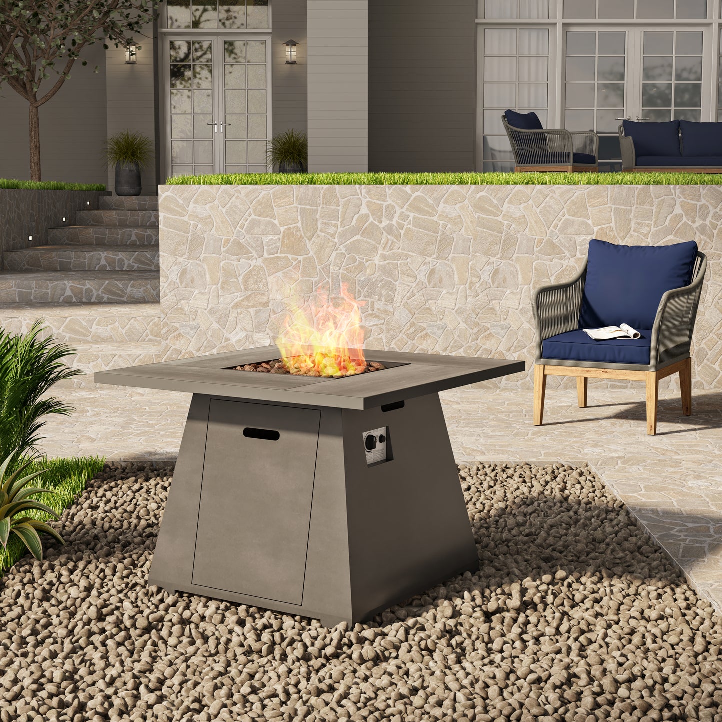 TK Classics Square Fire Pit Table