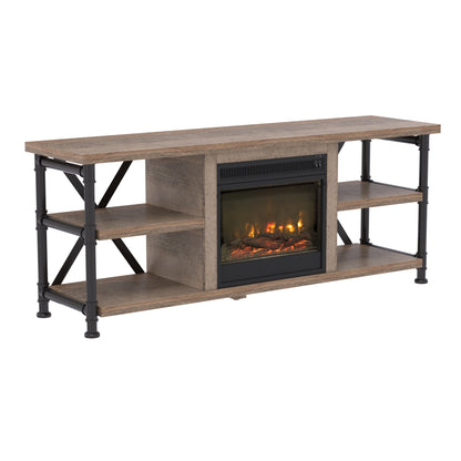 Irondale TV Stand for TVs up to 65" with Electric Fireplace, Autumn Driftwood