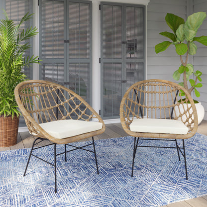 TK Classics Outdoor Arm Chairs with Cushions, Set of 2