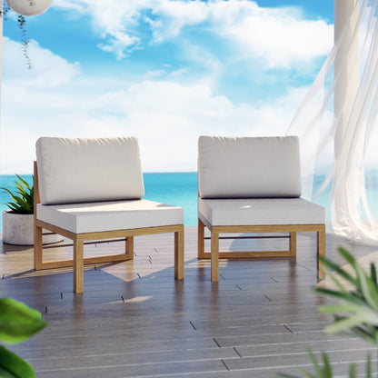 TK Classics Outdoor Aluminum Armless Sofa Seats, Set of 2