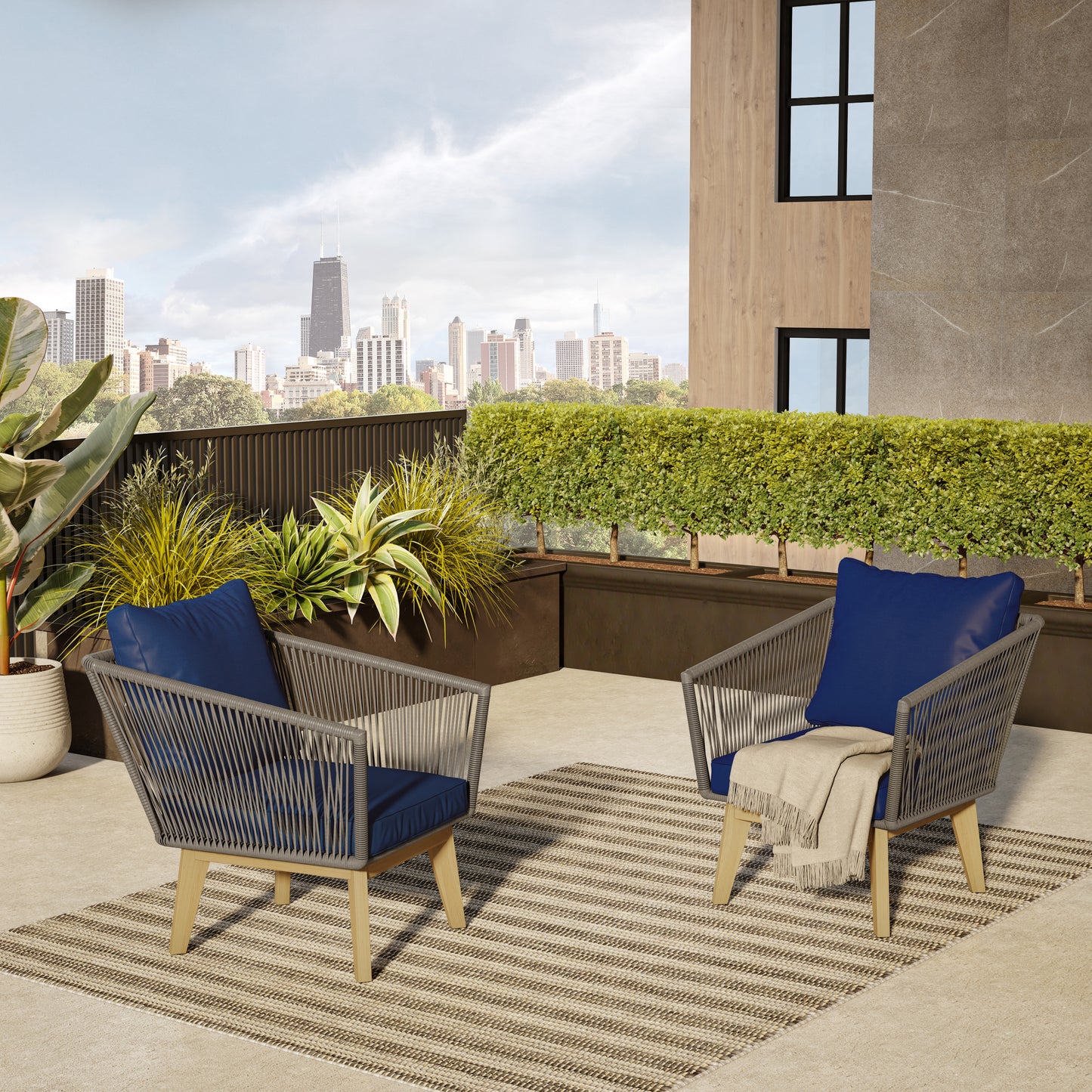 TK Classics Outdoor Chairs with Cushions, Set of 2