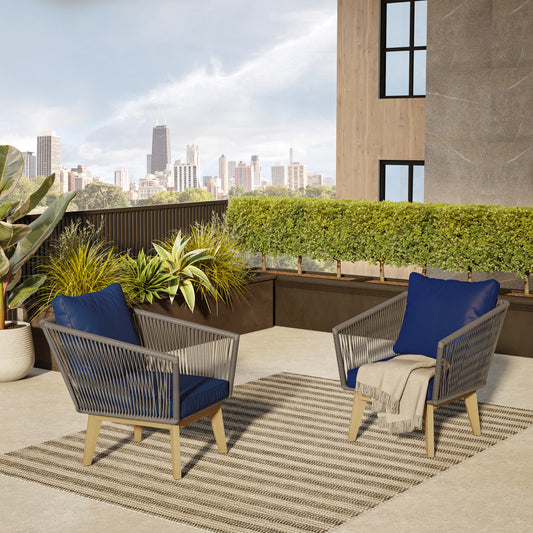 TK Classics Outdoor Chairs with Cushions, Set of 2