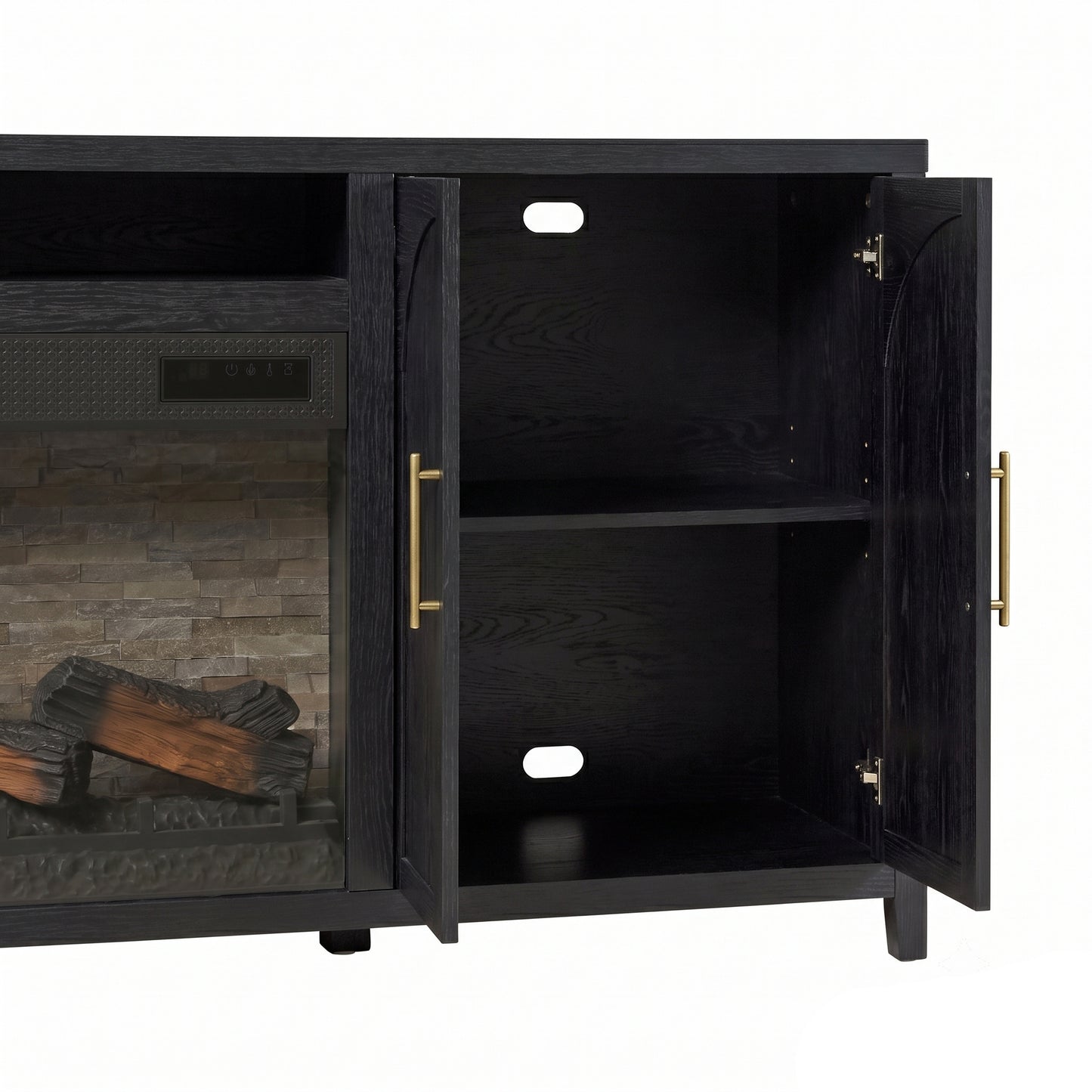 Sasha 80" Modern Reeded TV Stand with duraflame® Smart Electric Fireplace