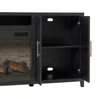 Sasha 80" Modern Reeded TV Stand with duraflame® Smart Electric Fireplace