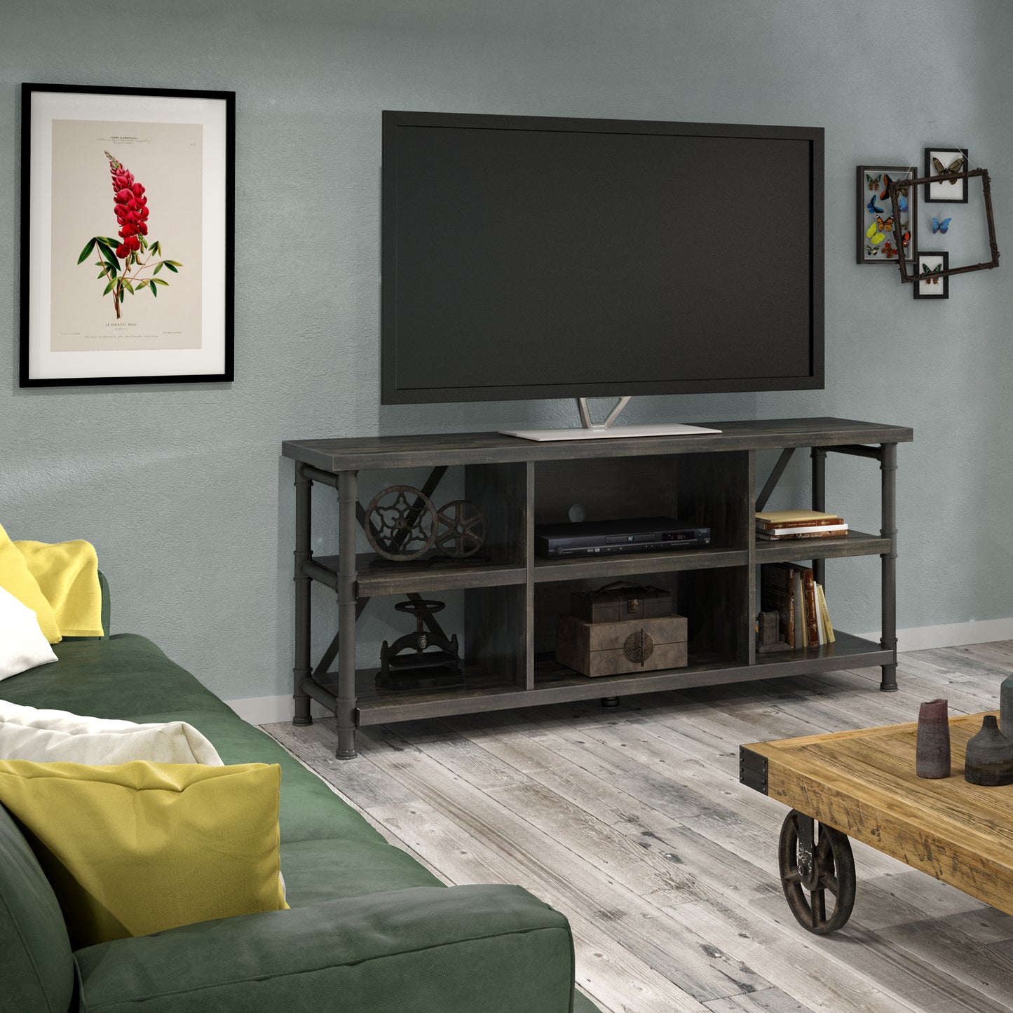 Irondale Open Architecture TV Stand for TVs up to 60 inches, Autumn Driftwood