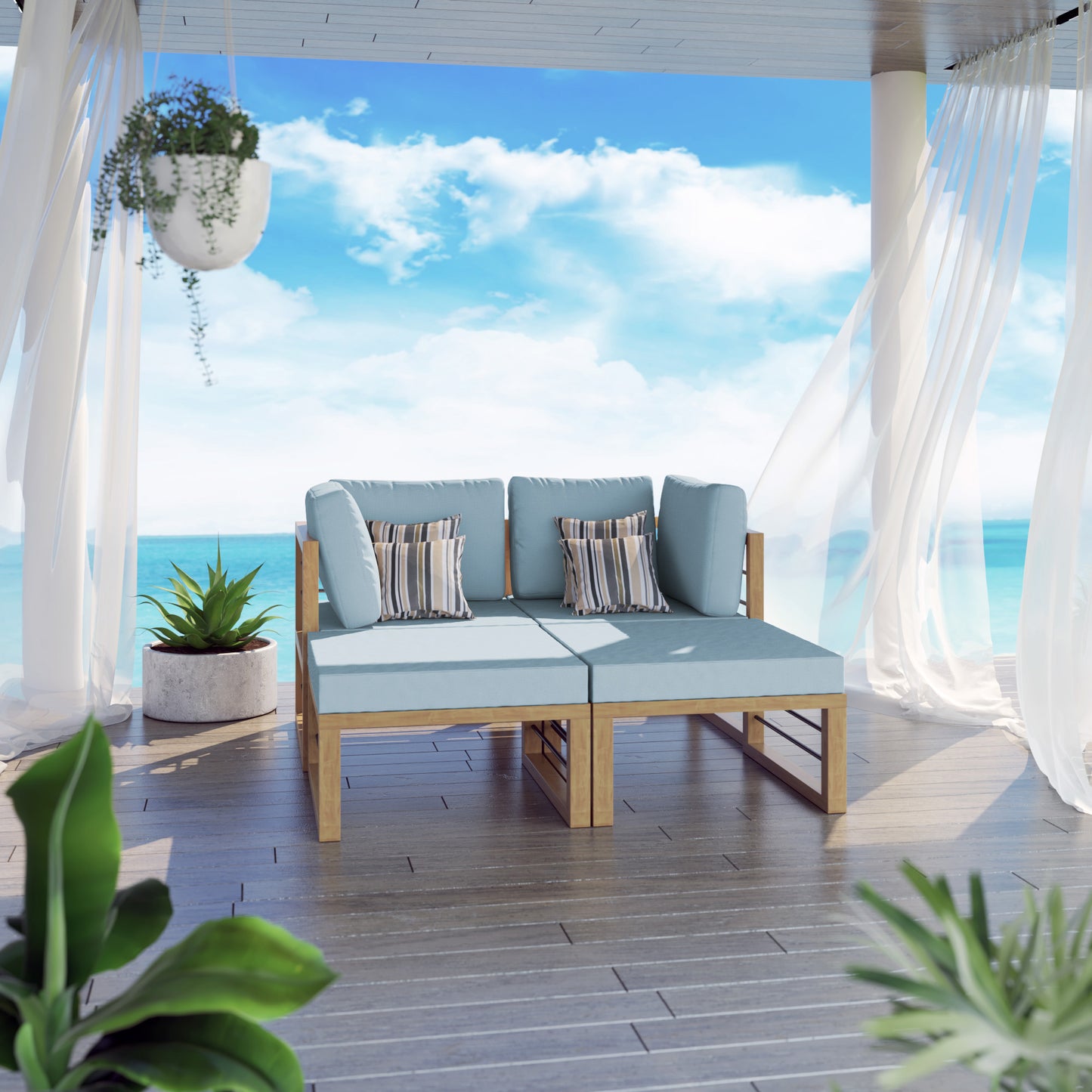 TK Classics 4 Piece Aluminum Outdoor Sectional Sunbed