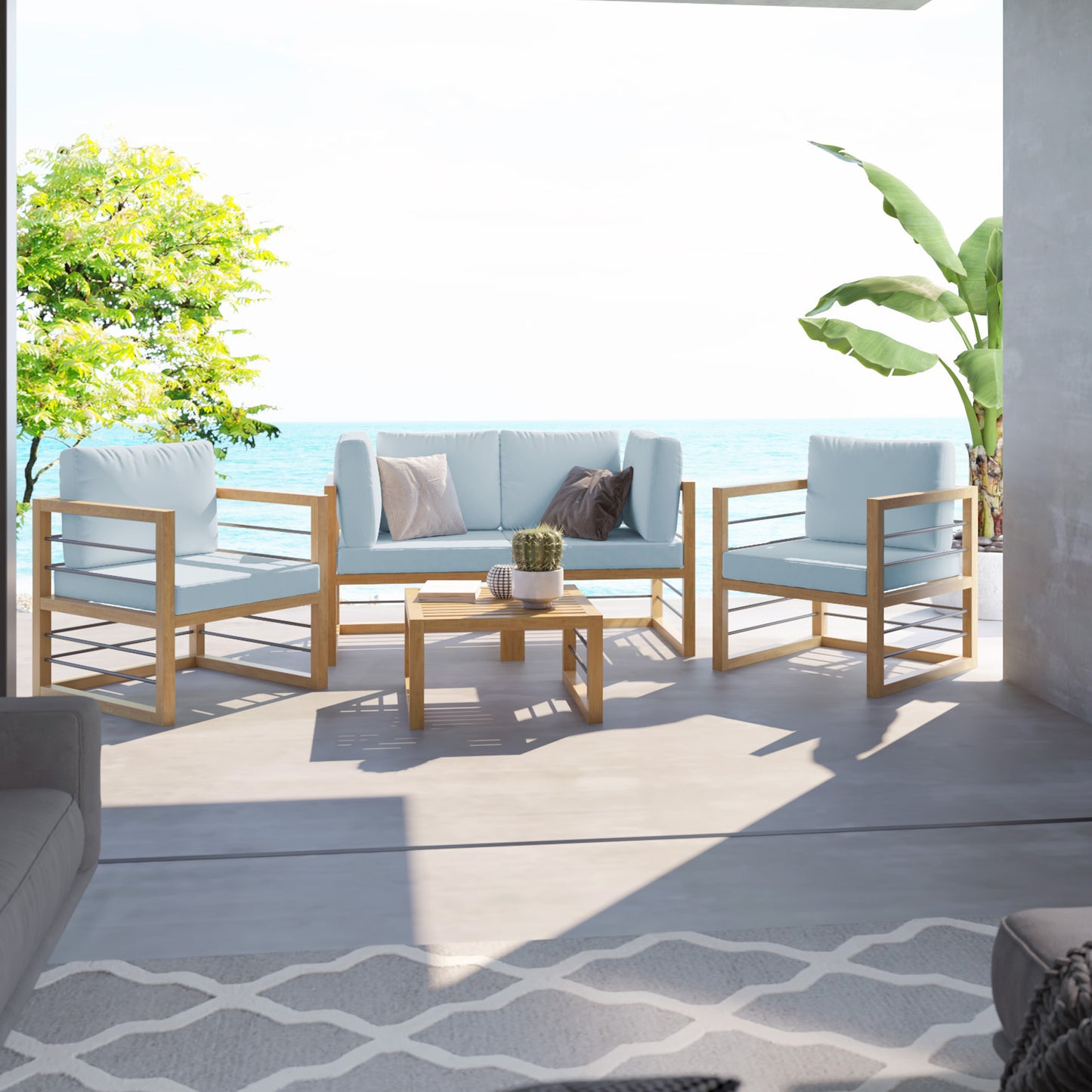 TK Classics 5 Piece Aluminum Outdoor Conversation Set