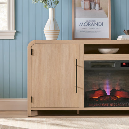 Chantelle 70” Modern Curved TV Stand with duraflame® Smart Electric Fireplace, Alexa Voice & App Control